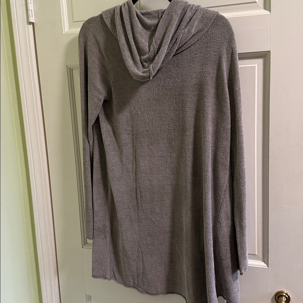 NEW Barefoot Dreams light Gray Hooded Open Cardigan, Sz S - Picture 2 of 5